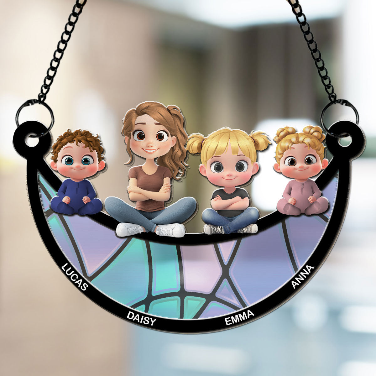 Mom We Love You To The Moon And Back - Personalized Custom Suncatcher