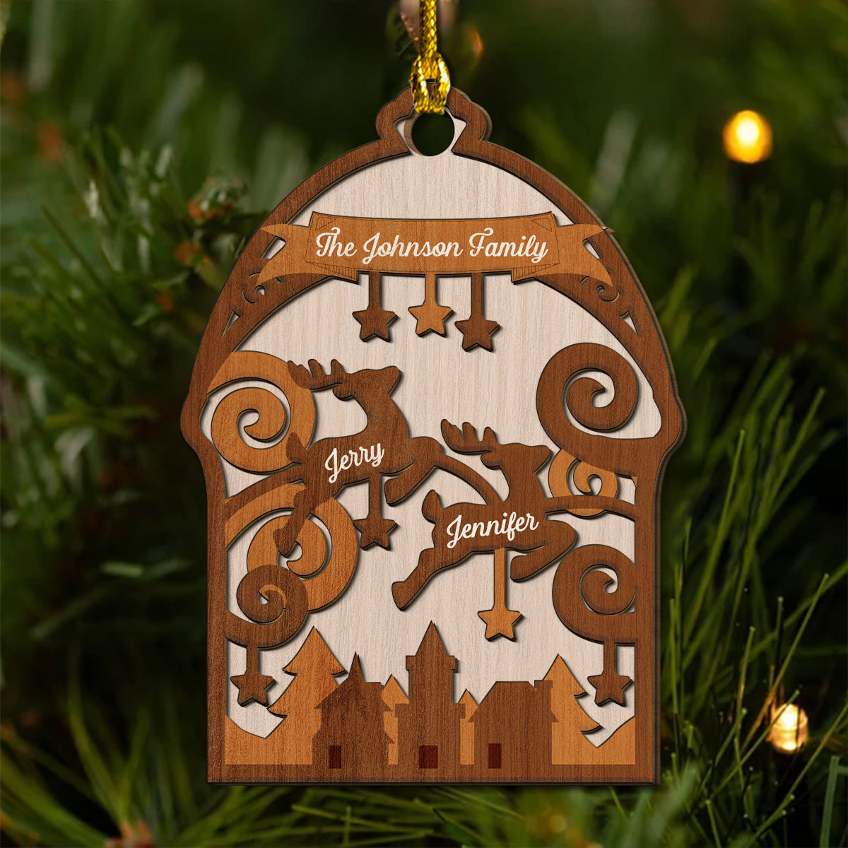 Family Merry Go Round - Personalized Custom 2-Layered Wood Ornament