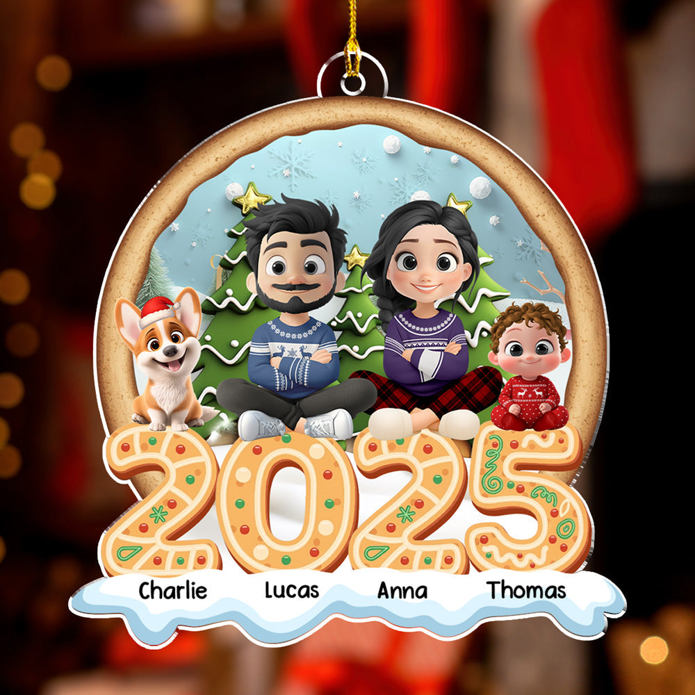 Cozy Christmas Family 2025 - Personalized Custom Acrylic Ornament