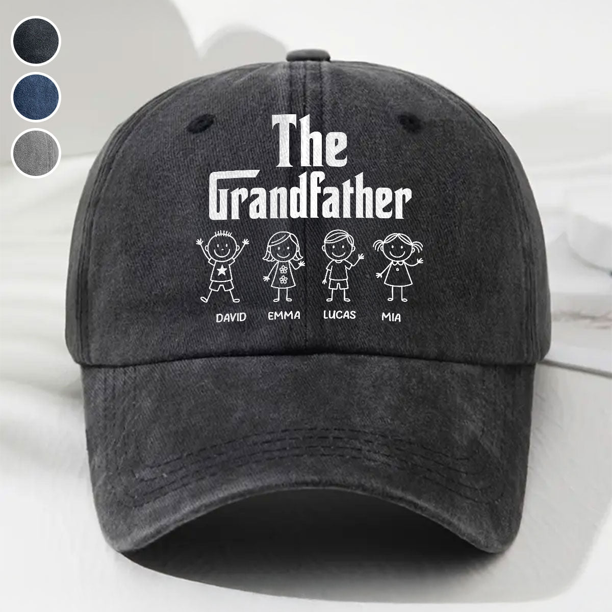The Grandfather Version 2 - Personalized Custom Vintage Washed Denim Cap