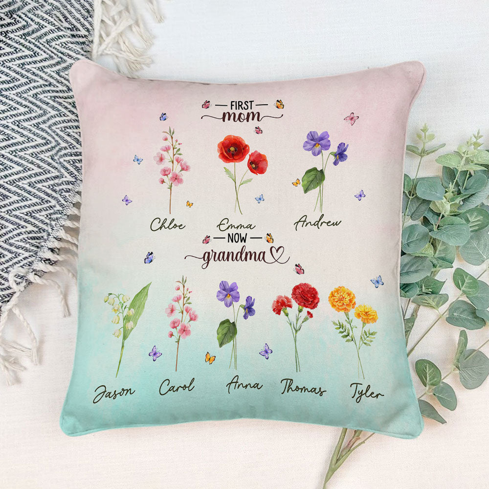 First Mom Now Grandma - Personalized Custom Throw Pillow