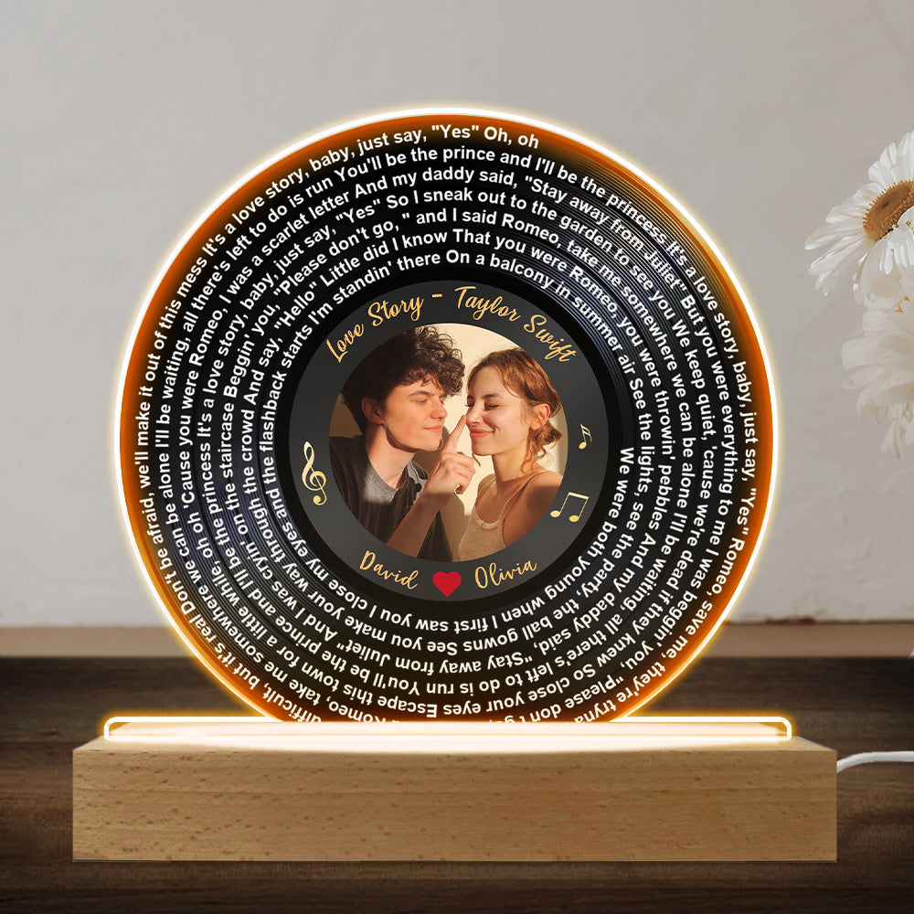 Custom Couple Photo And Favorite Spiral Song Lyrics - Personalized Custom LED Light
