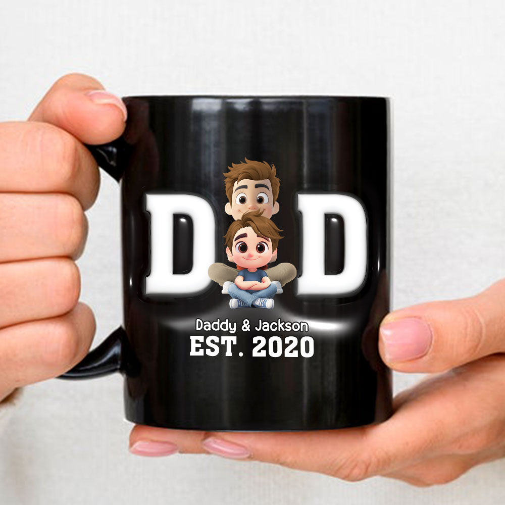 Happy Kids With Dad - Personalized Custom 3D Inflated Effect Mug