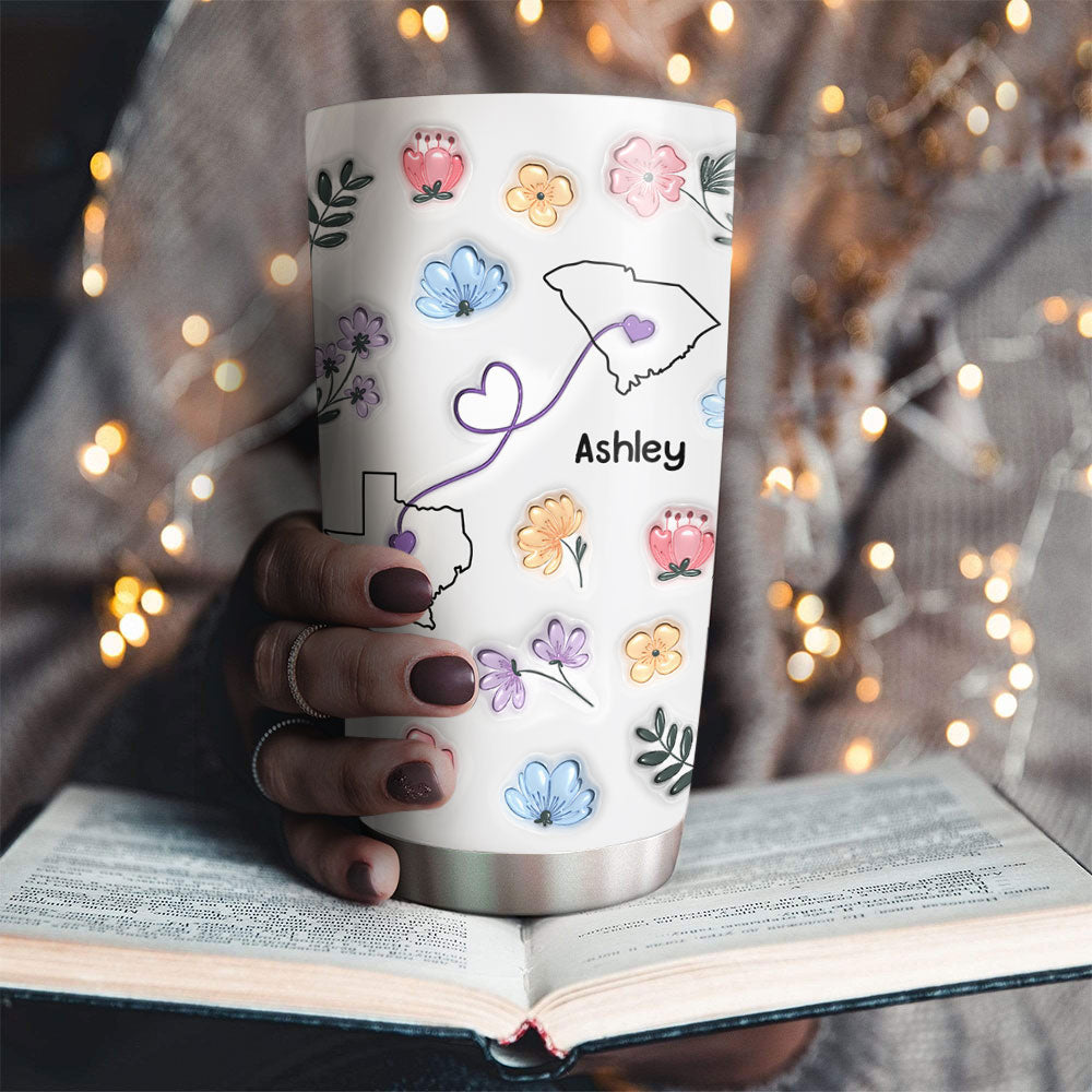 Miles Apart But Hearts Close - Personalized Custom 3D Inflated Effect Tumbler