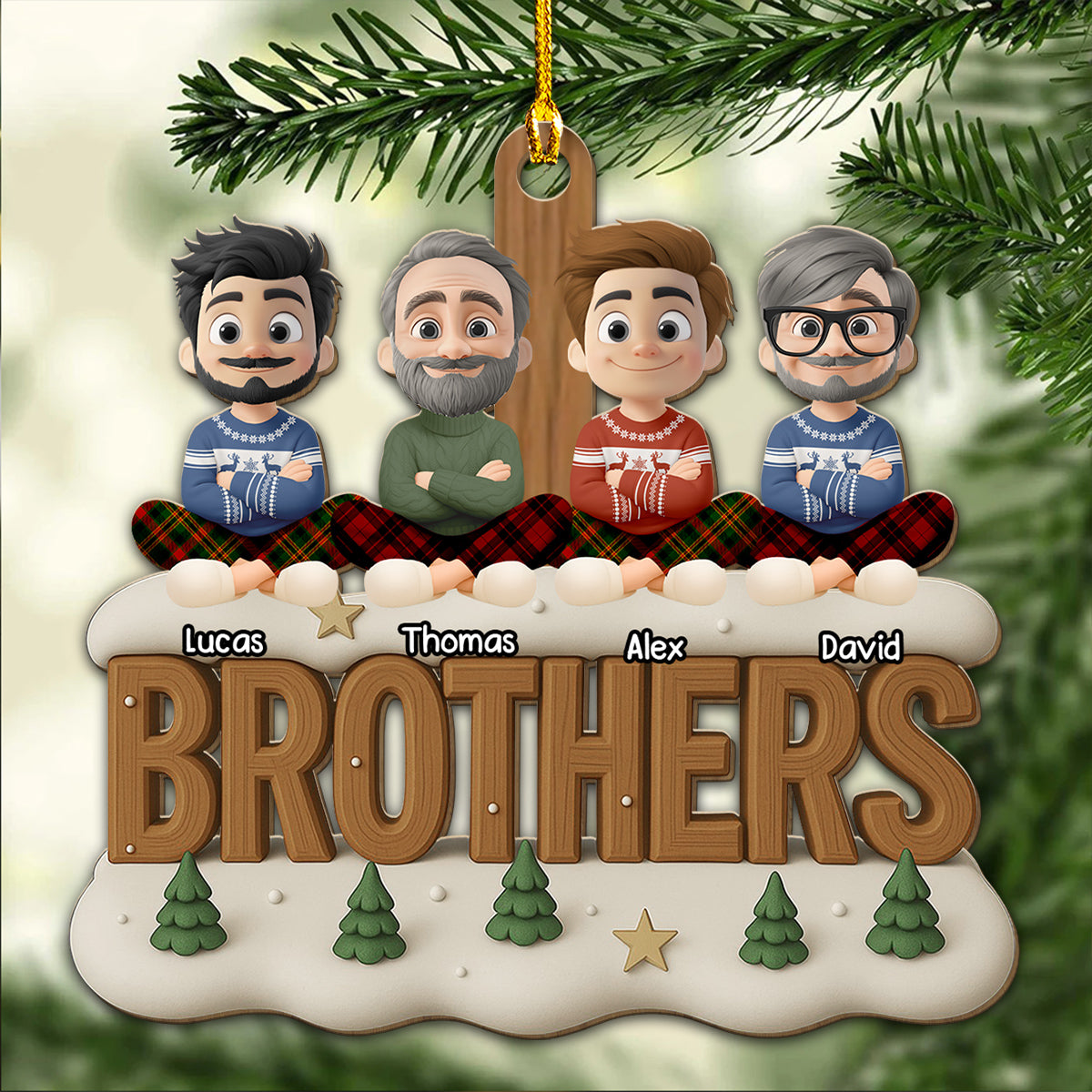 Brothers Now Onwards - Personalized Custom 3D Effect Wood Ornament