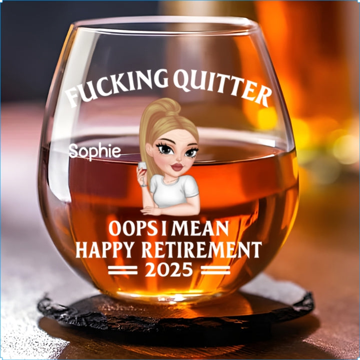 Happy Retirement - Personalized Custom Wine Glass