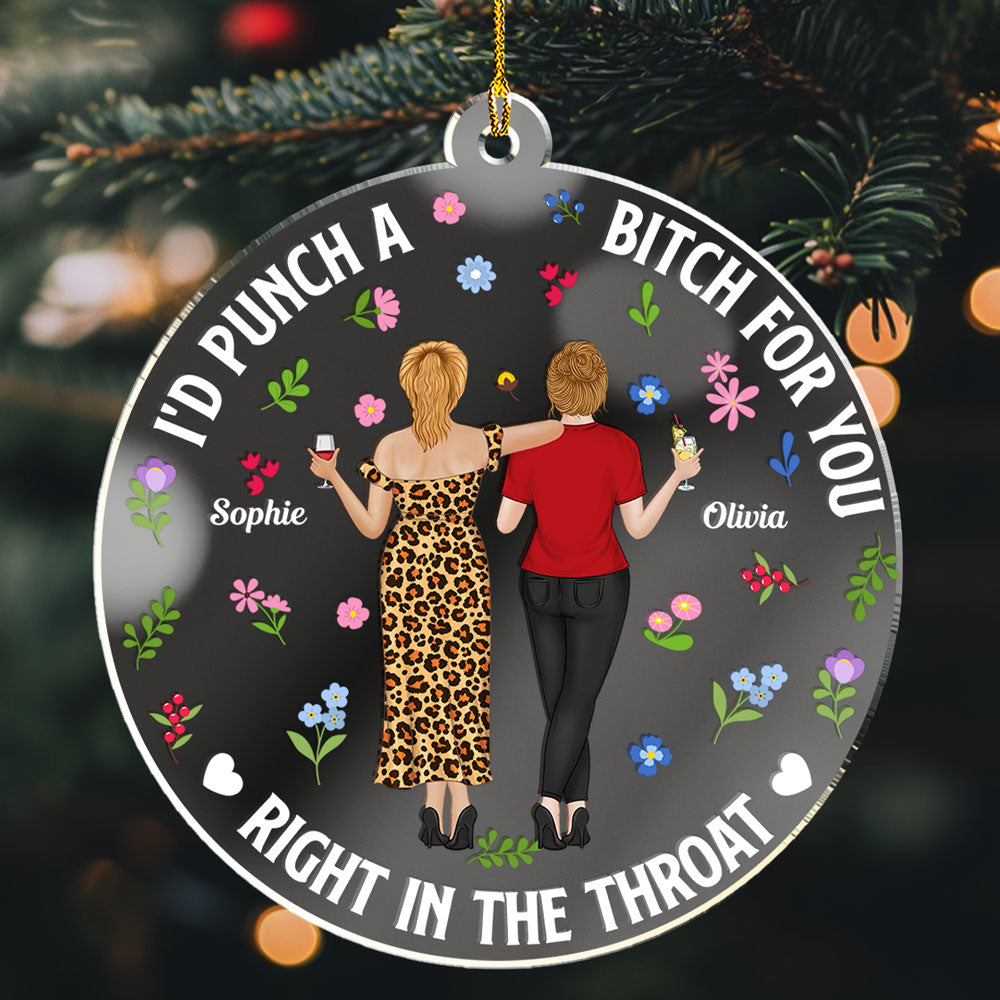 Punch Bitch Besties - Personalized Custom Mirrored Acrylic Ornament