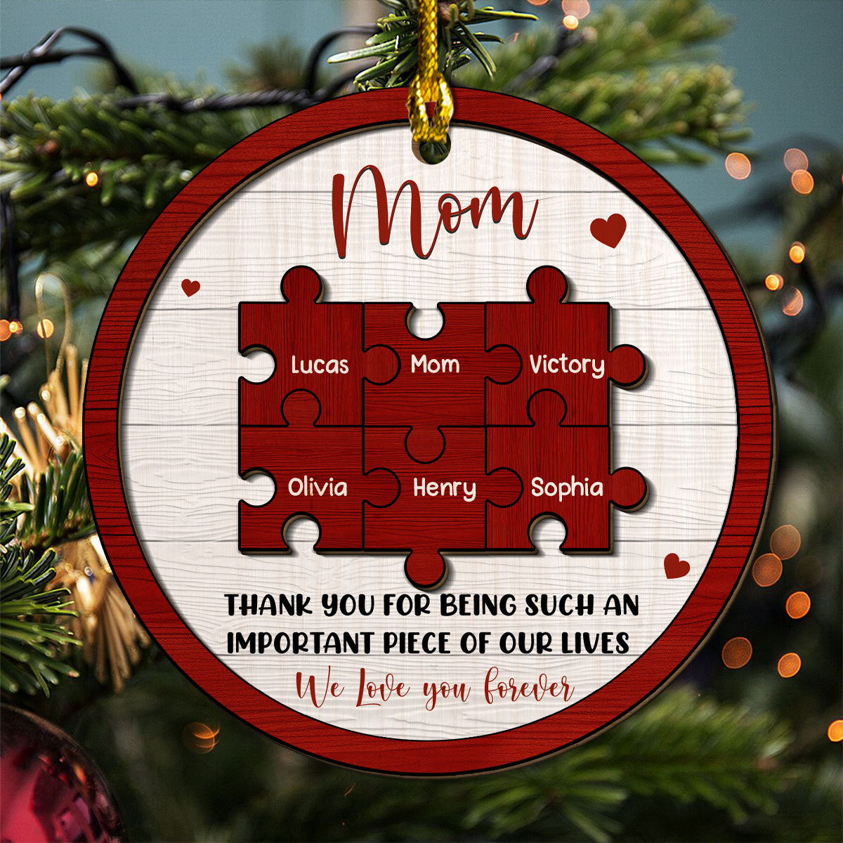 Mother And Daughter Forever Linked Together - Personalized Custom Freeshape 2-Layered Wood Ornament