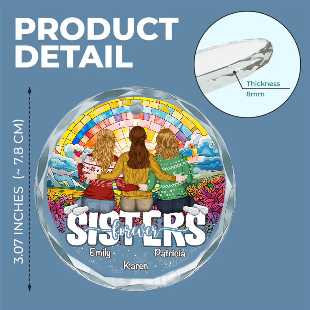 Besties Sitting Christmas - Personalized Custom Glass Ornament