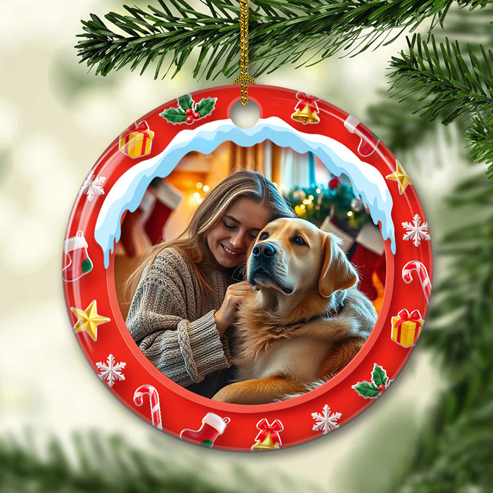 Under The Mistletoe Photo - Personalized Custom 3D Effect Ceramic Ornament