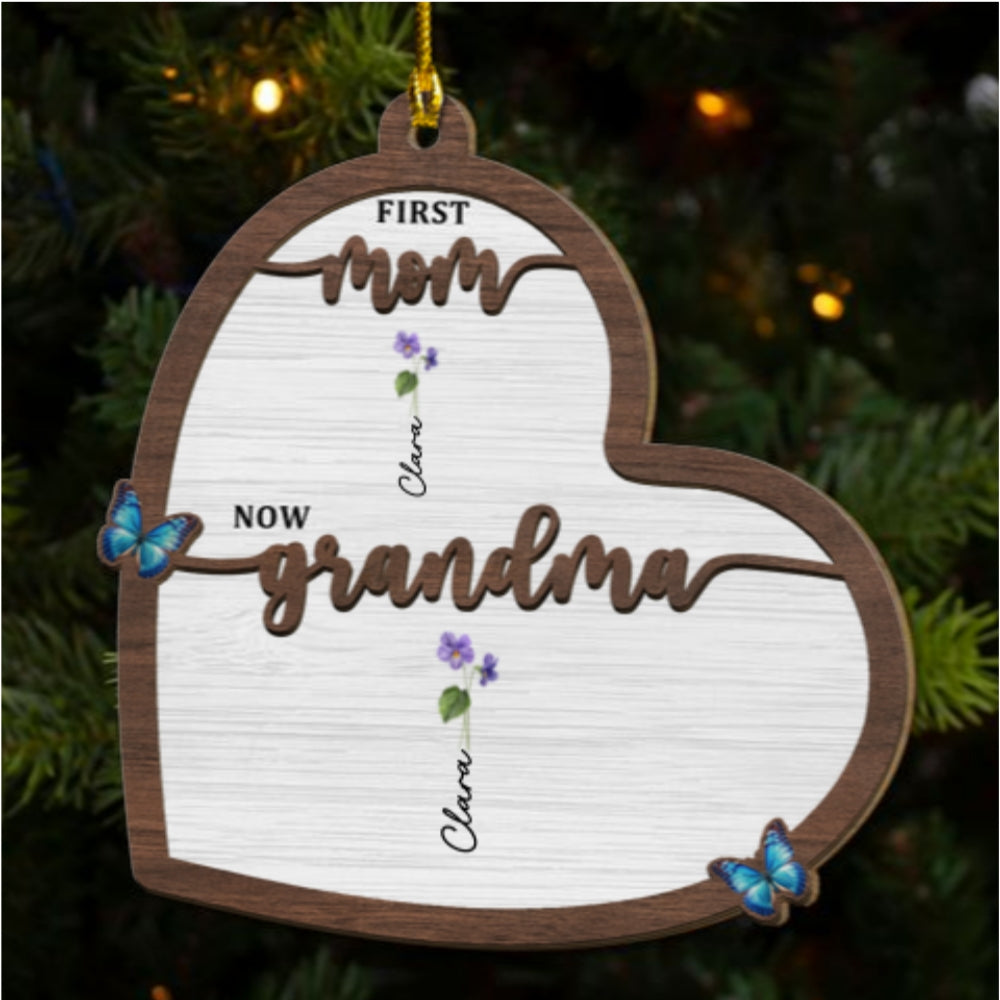 Flower Birth Month Garden Grandma - Personalized Custom 2-layered Wood Ornament