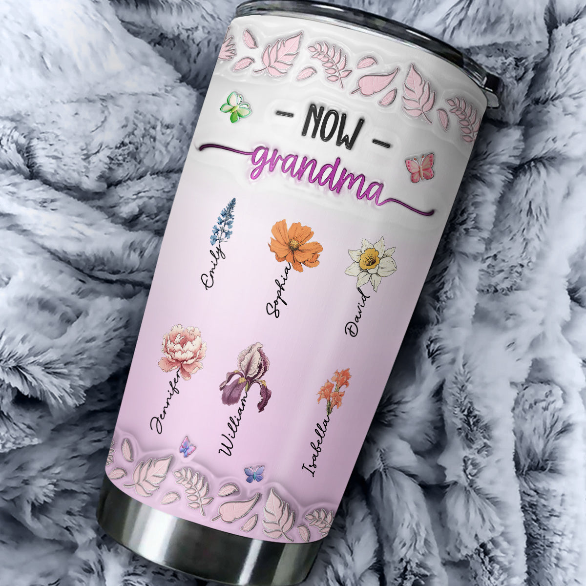 First Mom Now Nana Flower - Personalized Custom 3D Inflated Effect Tumbler