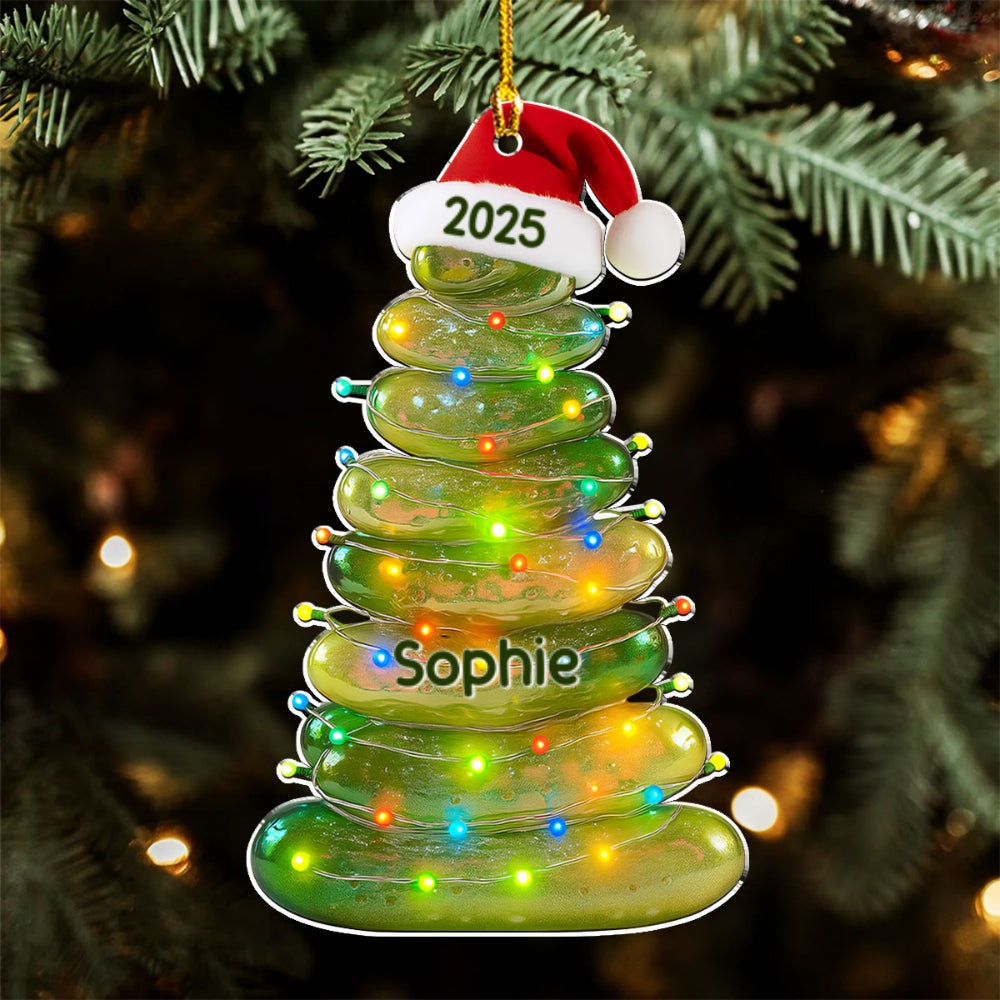 Glass Pickle Family Name - Personalized Custom Acrylic Ornament