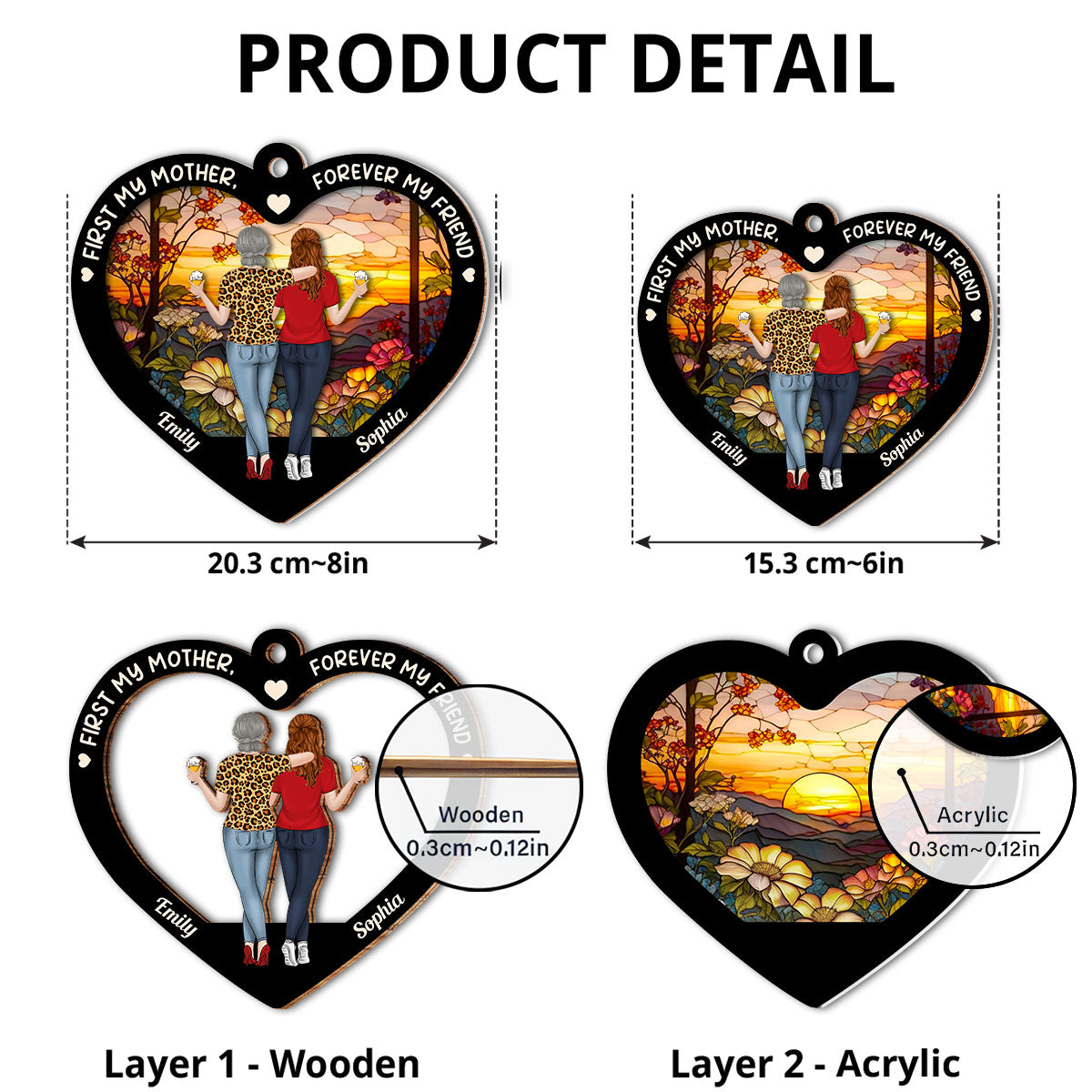 First My Mother, Forever My Friend - Personalized Custom Suncatcher