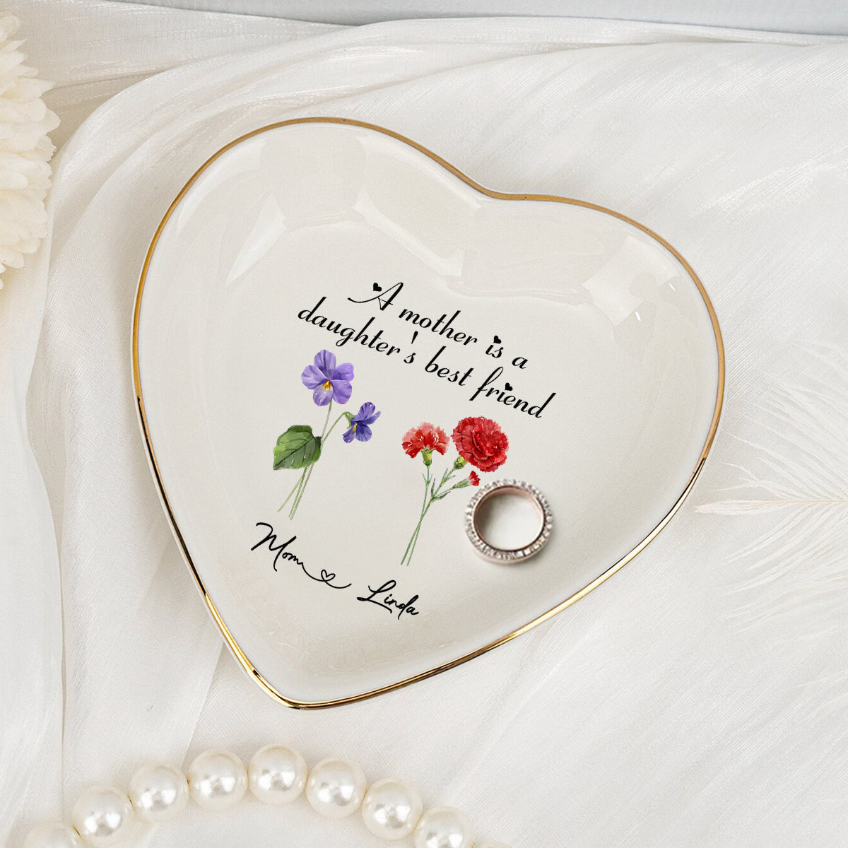 Daughter And Mother Are Best Friend - Personalized Custom Jewelry Dish
