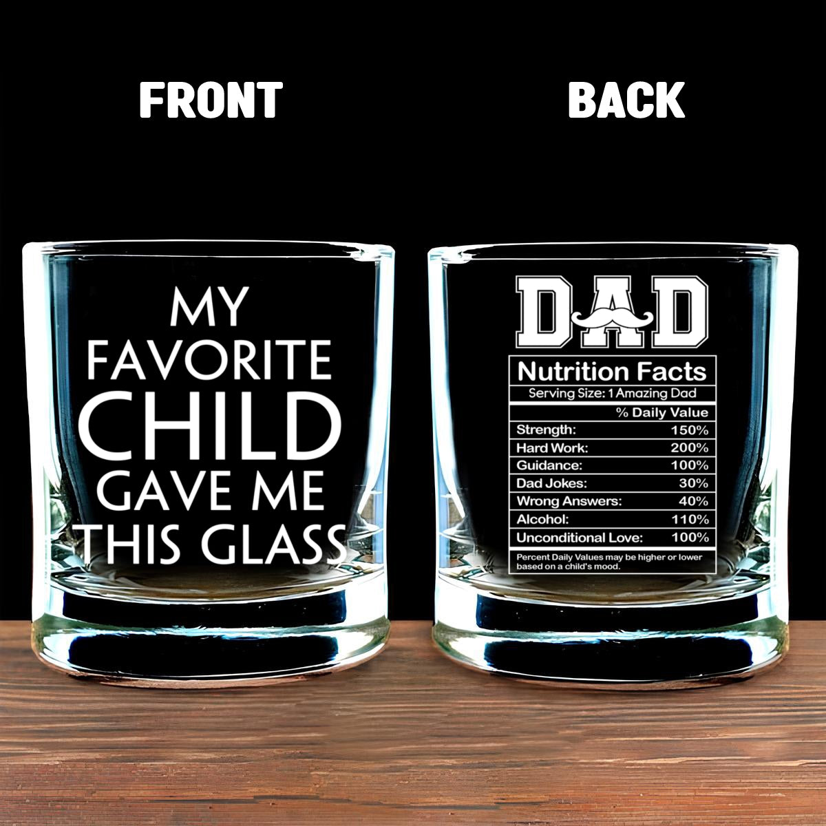 Nutrition Facts Of Dad - Personalized Custom Whiskey Glass
