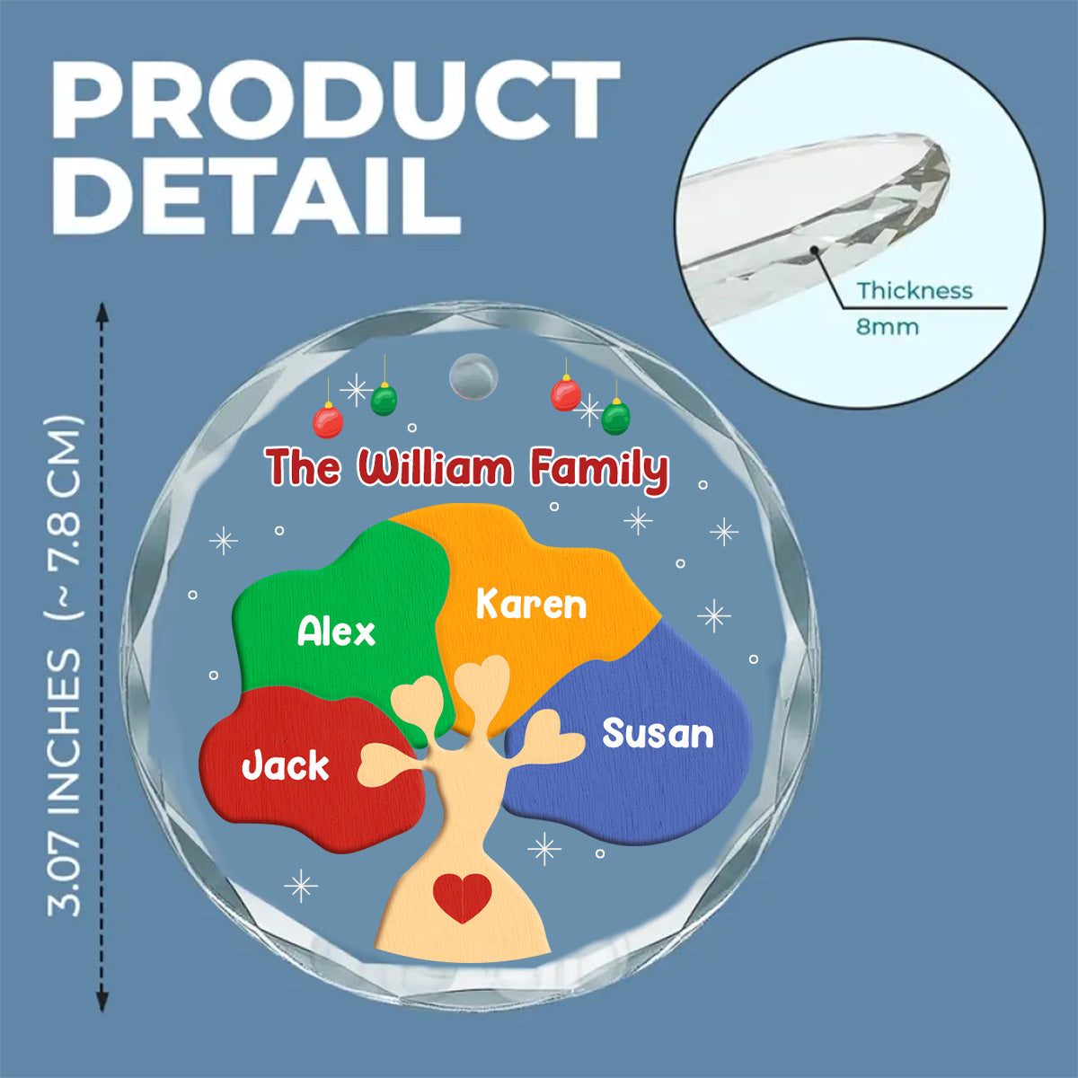 Family Tree - Personalized Custom Glass Ornament