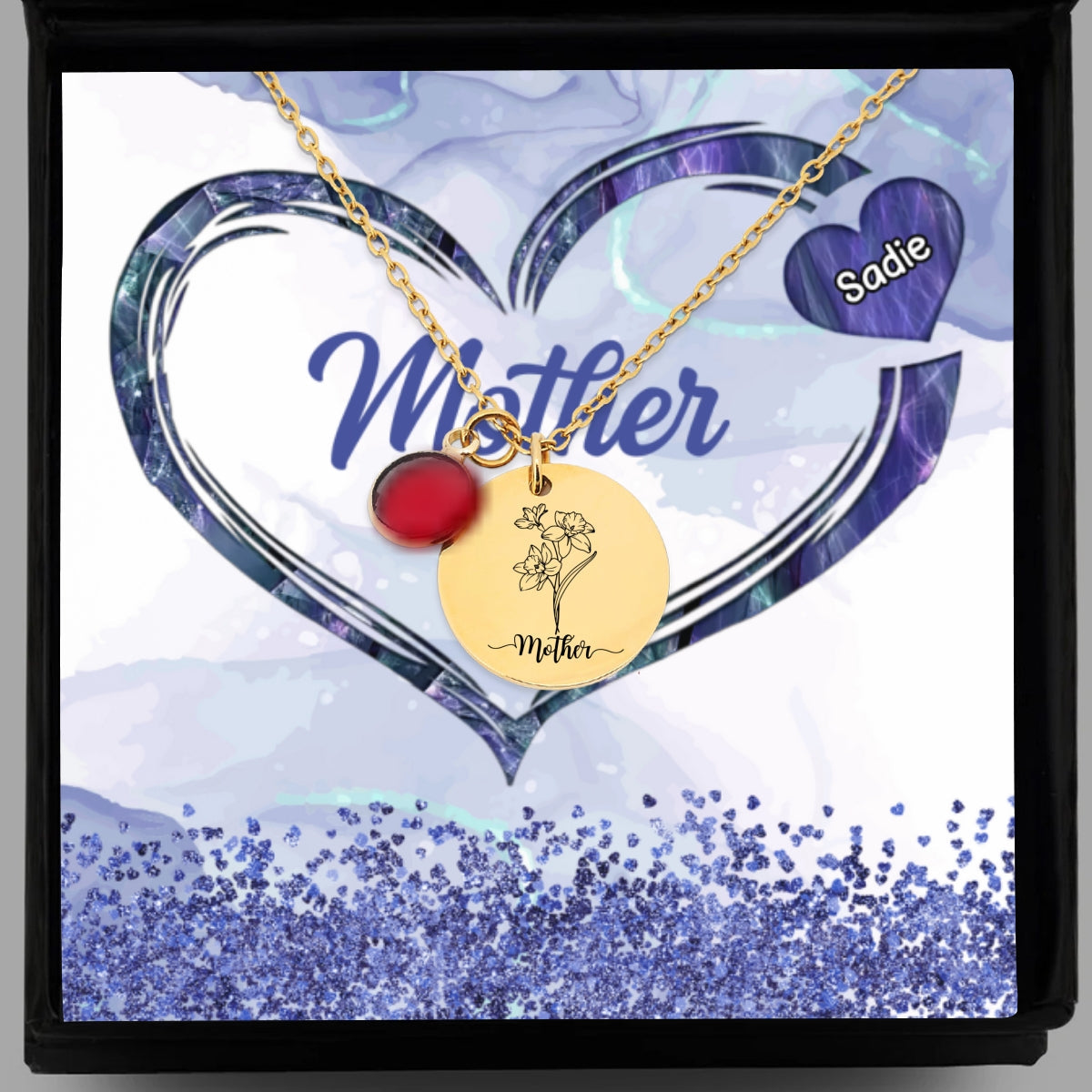 The Heart Of Family - Personalized Custom Birthstone Necklace With Message Card