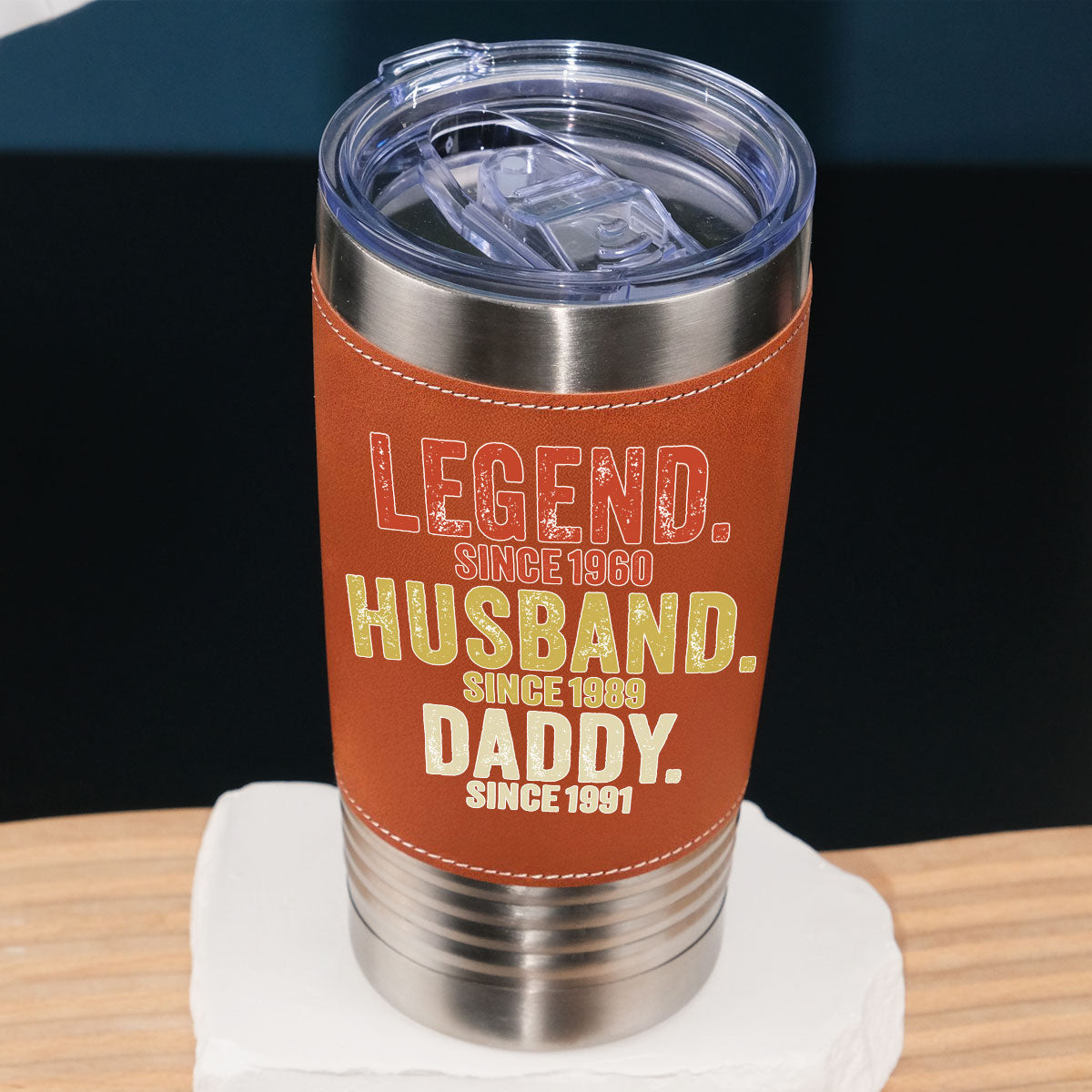 Legend Husband Dad Papa - Personalized Custom Leather Tumbler