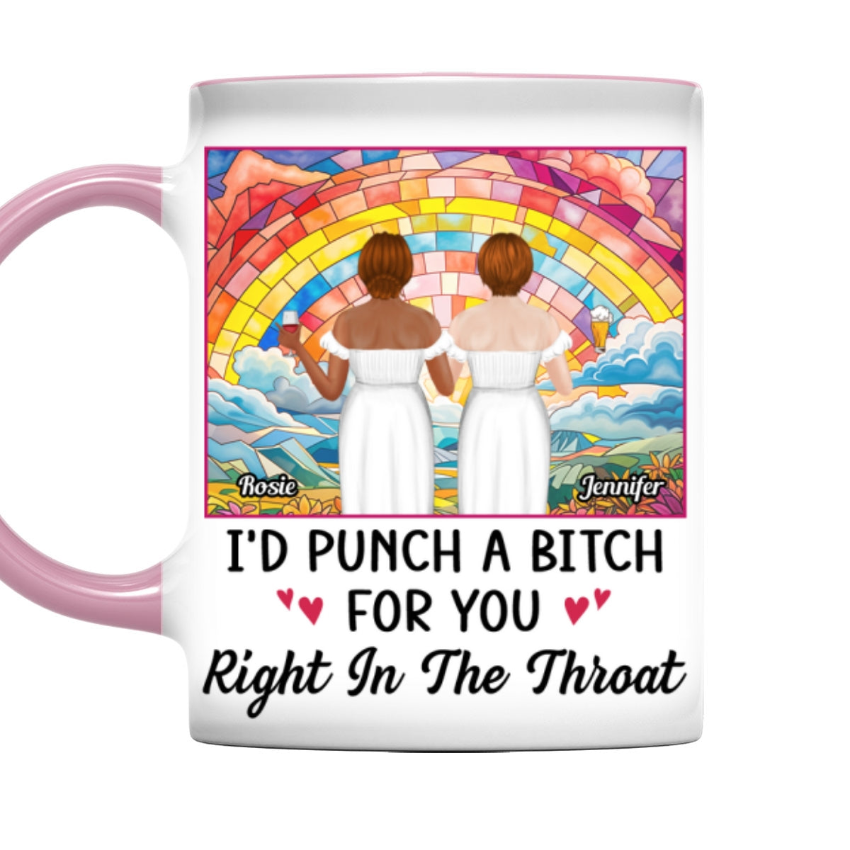 Punch A Bitch For You My Bestie - Personalized Custom Accent Mug