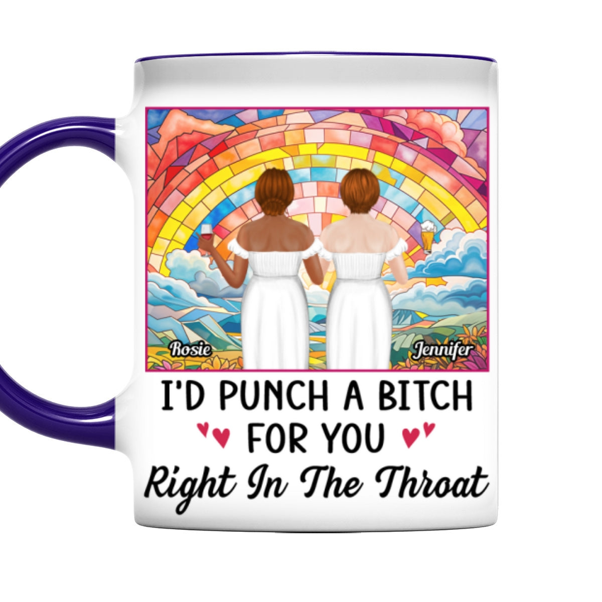Punch A Bitch For You My Bestie - Personalized Custom Accent Mug