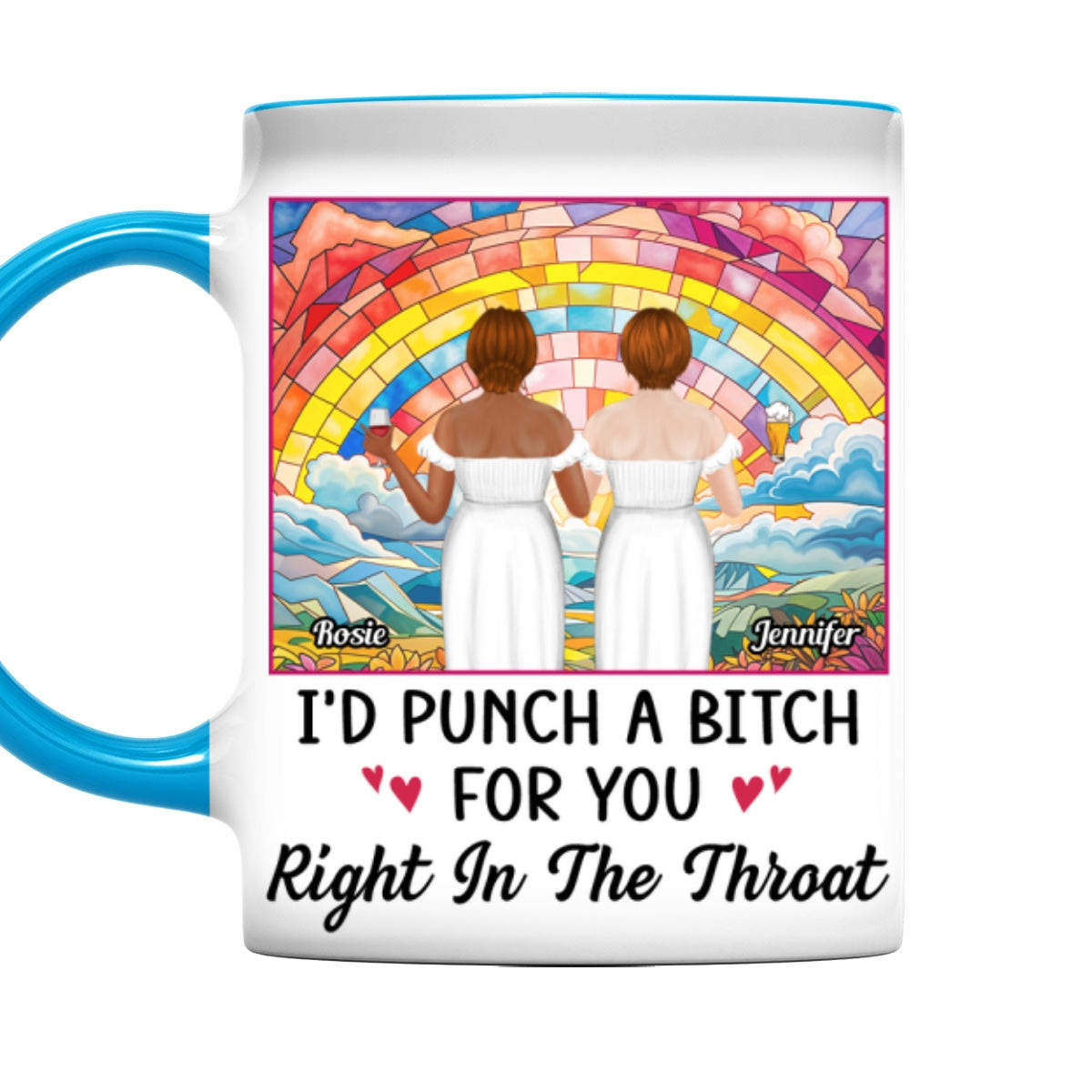 Punch A Bitch For You My Bestie - Personalized Custom Accent Mug