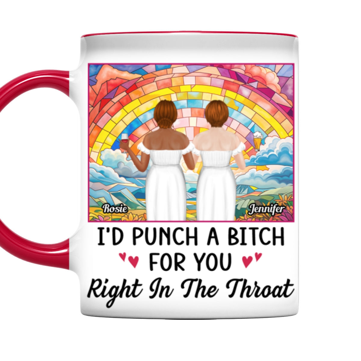 Punch A Bitch For You My Bestie - Personalized Custom Accent Mug