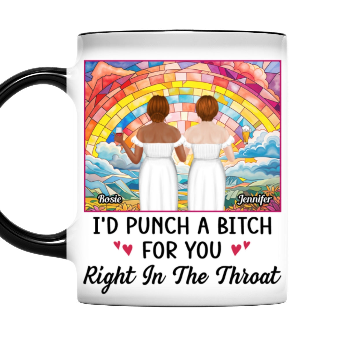 Punch A Bitch For You My Bestie - Personalized Custom Accent Mug