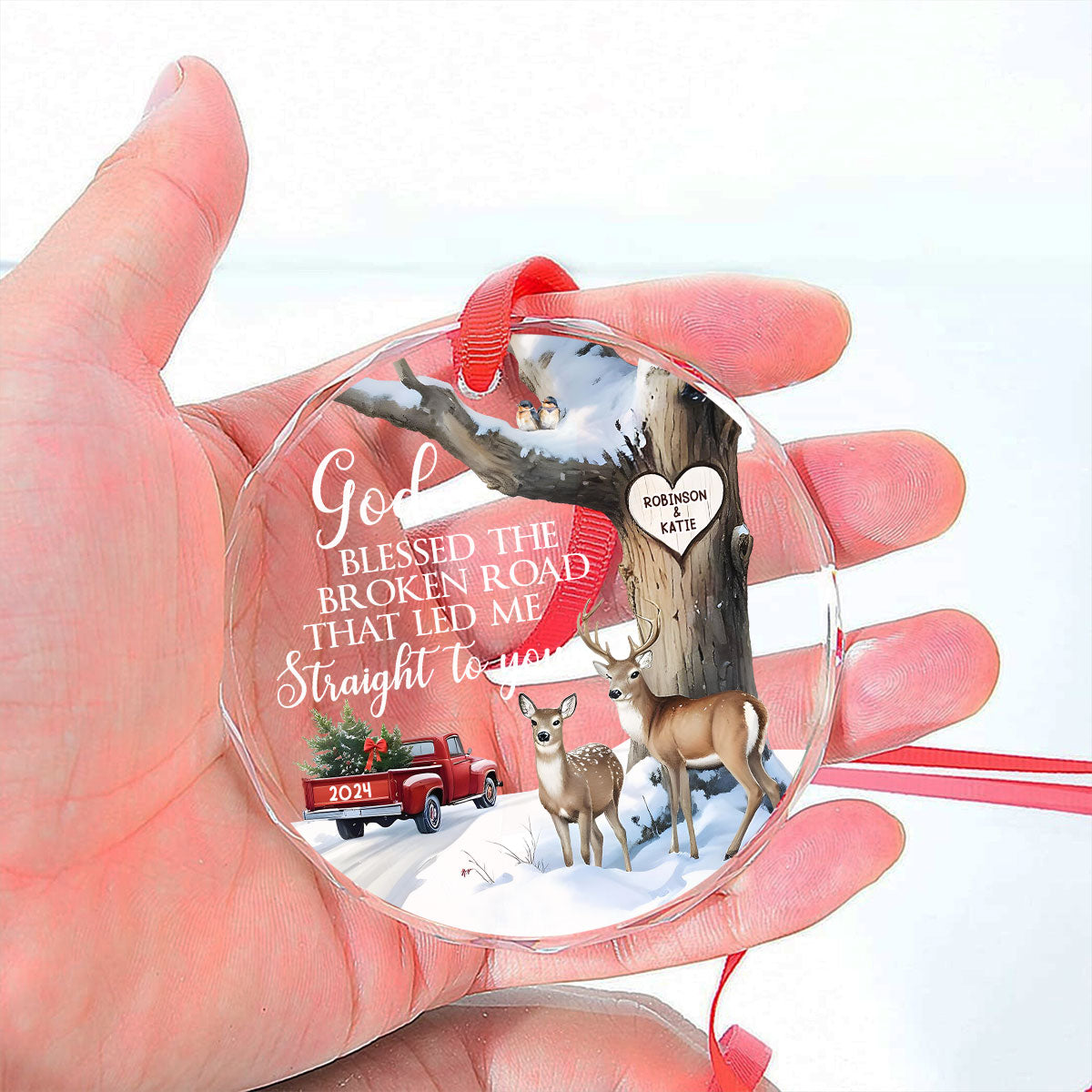 The Broken Road That Led Me Straight To You - Personalized Custom Glass Ornament