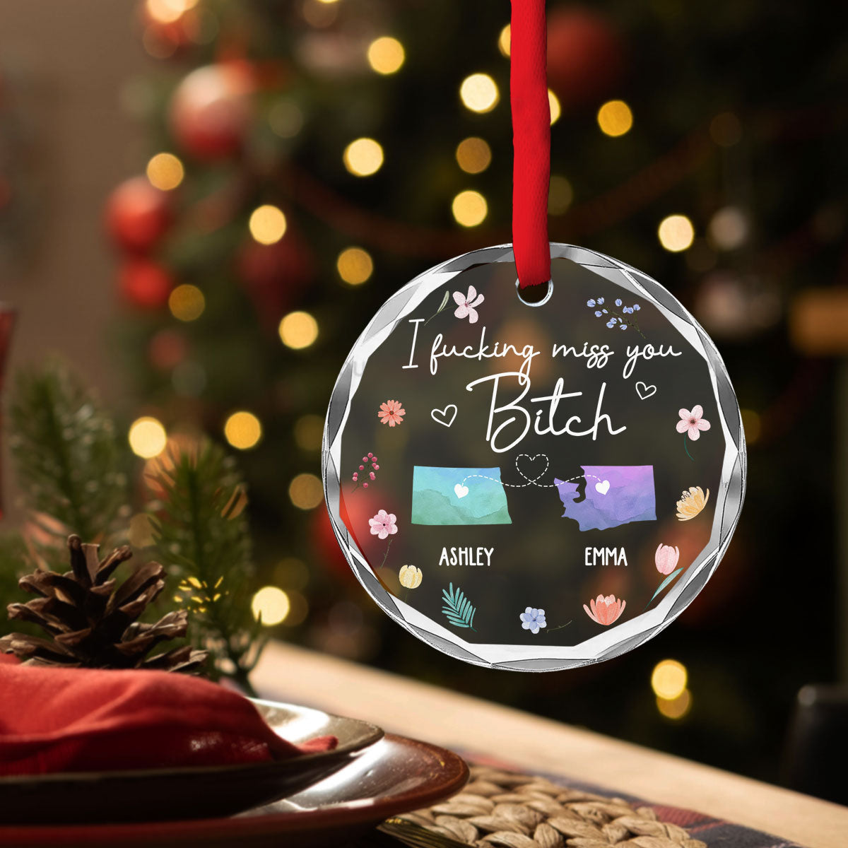 I Miss You Bestie - Personalized Custom Glass Ornament