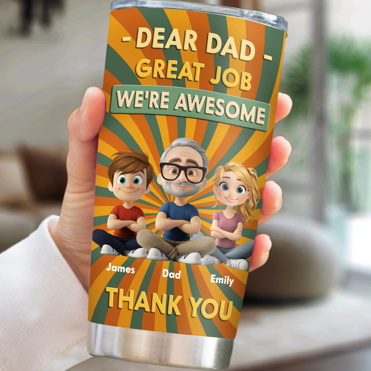 Dear Dad Great Job We Are Awesome Thank You Cartoonize - Personalized Custom Tumbler