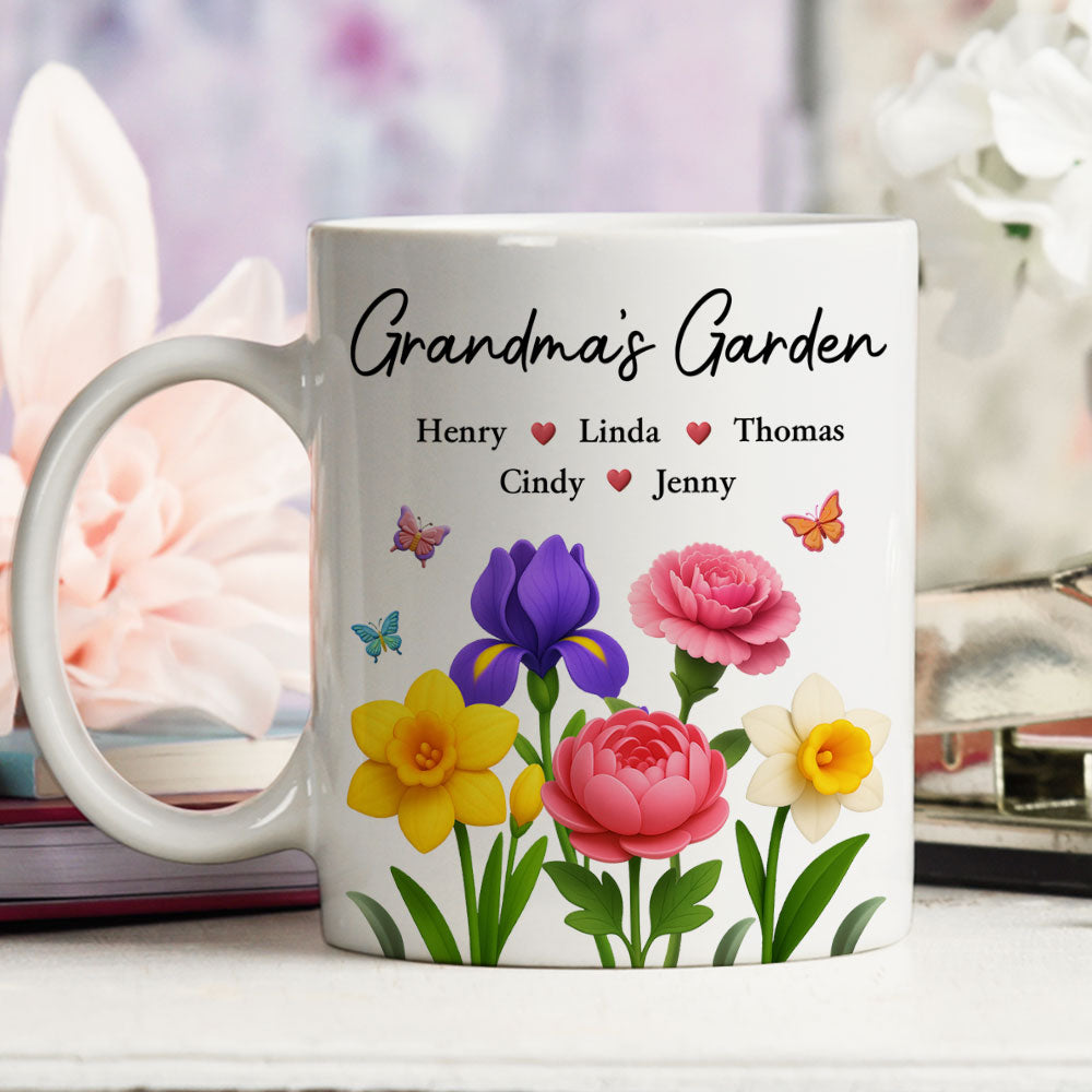 Grandma Garden Flowers - Personalized Custom Coffee Mug