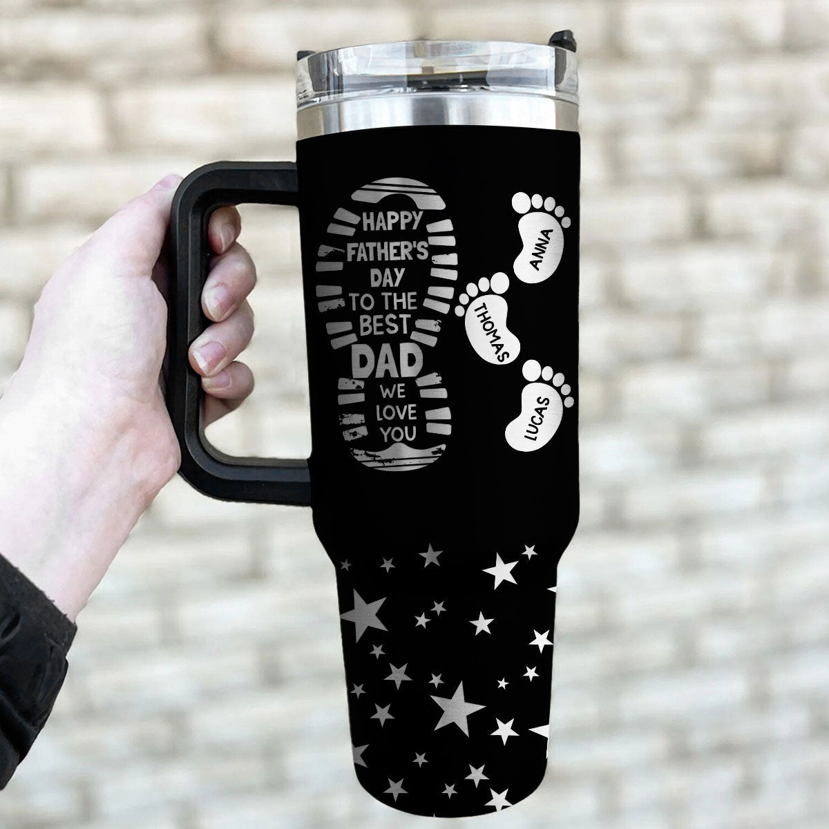 To The Best Dad - Personalized Custom Engraved 40oz Tumbler With Handle
