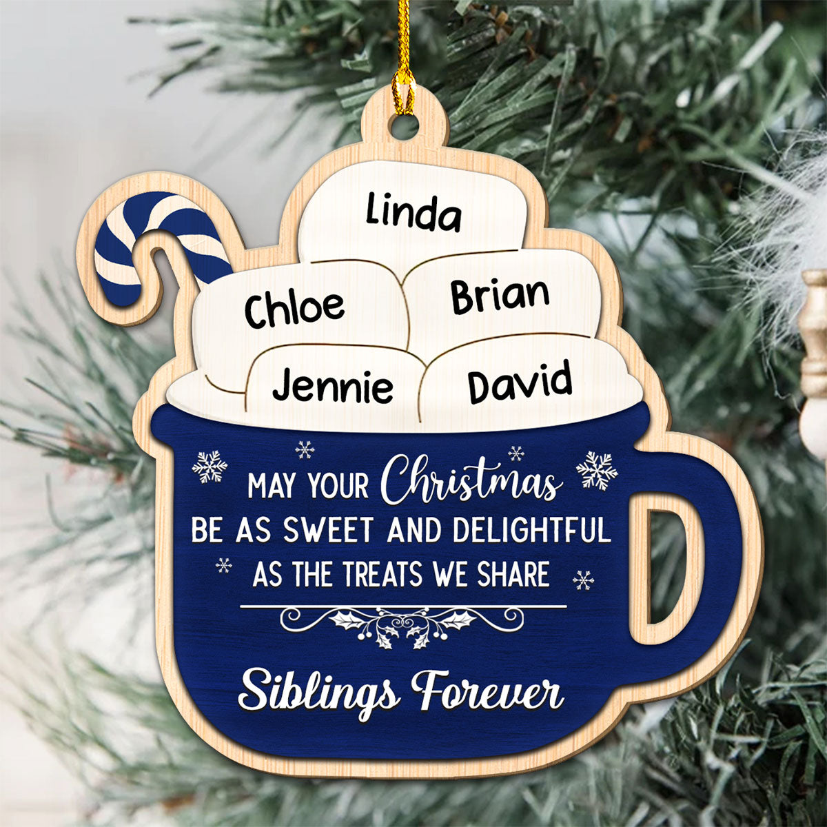 Hot Cocoa Sweet And Delightful - Personalized Custom Wood Ornament