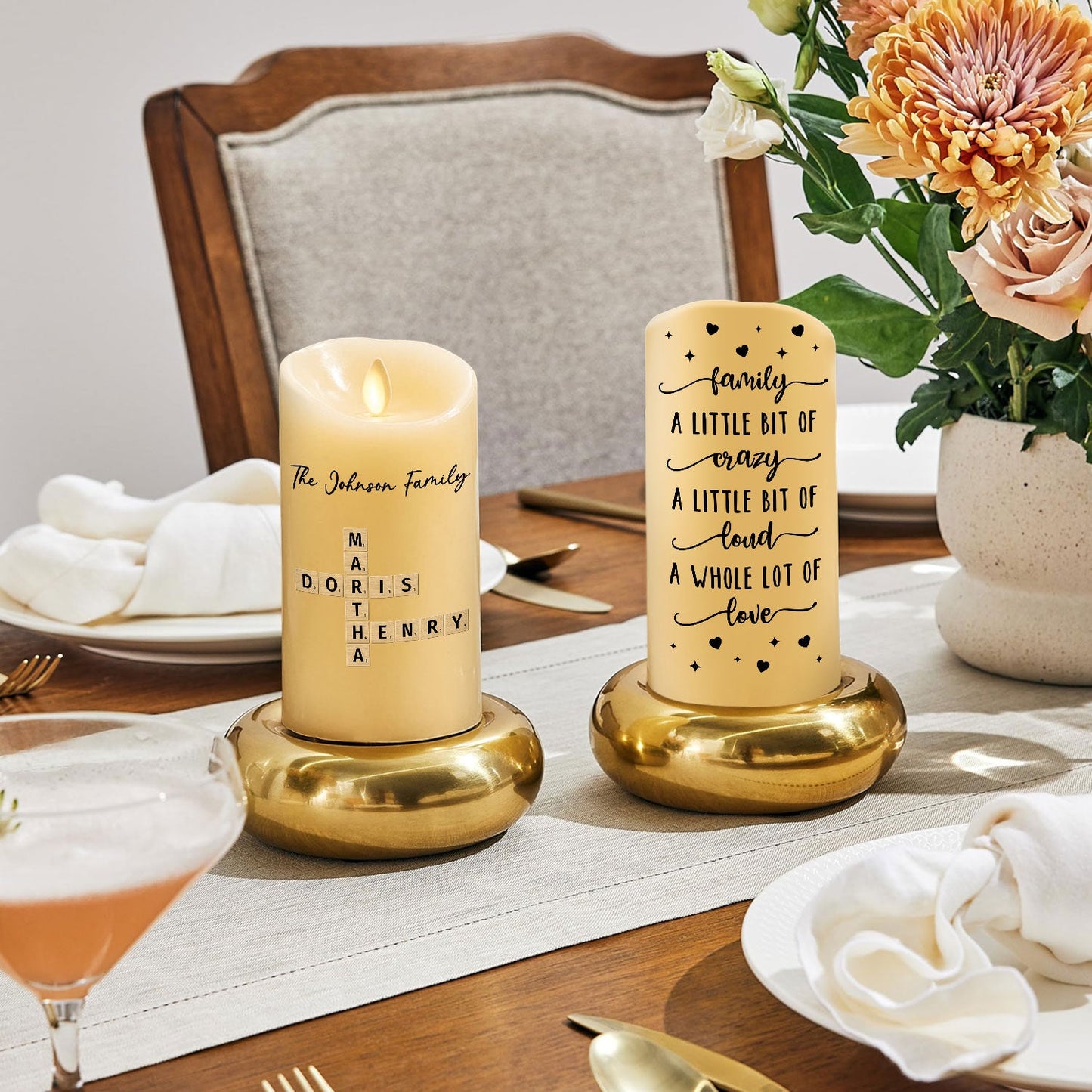 Family A Whole Lot Of Love  - Personalized Custom LED Candle