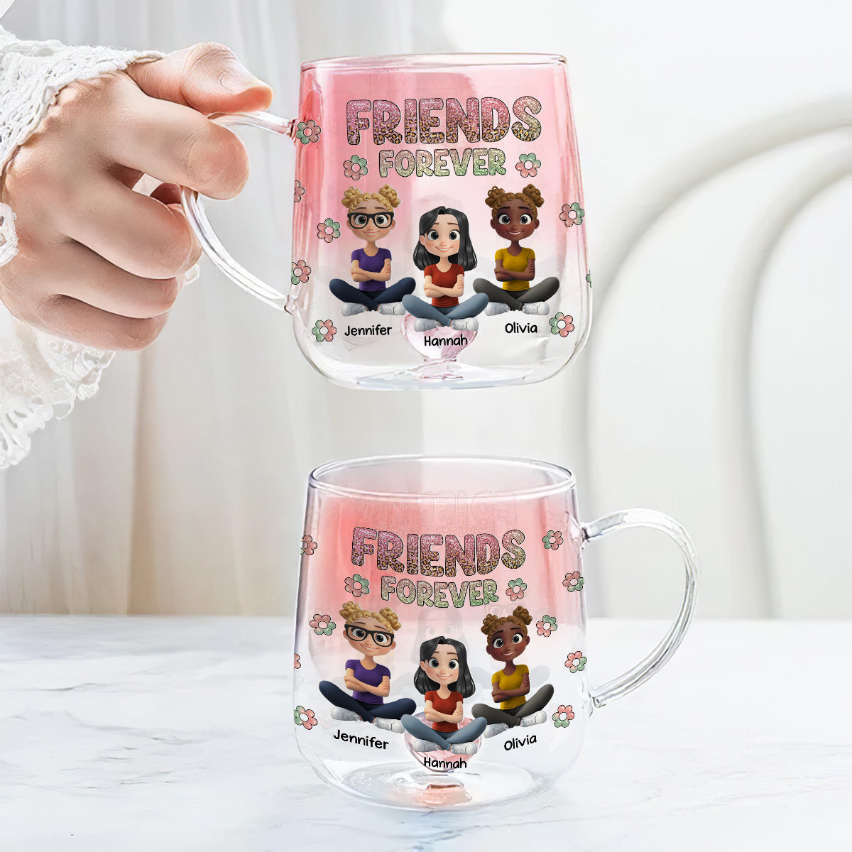 Always My Bestfriend - Personalized Custom Pink Gradient Glass Mug