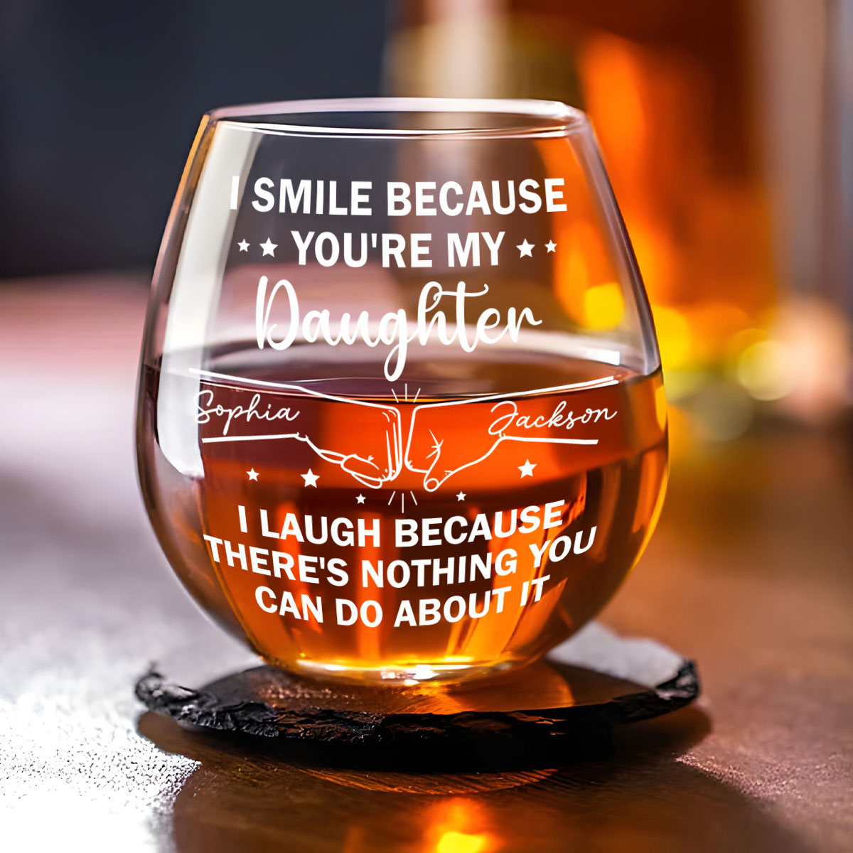 I Smile Because Of You - Personalized Custom Wine Glass