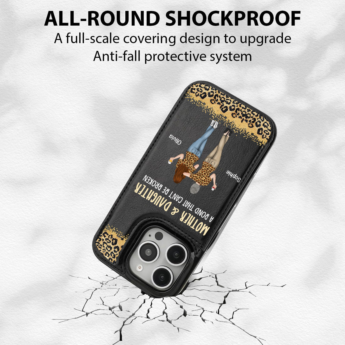 Mom And Daughter - Personalized Custom Leather Phone Case