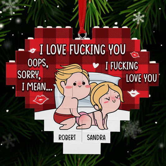I Fucking Love You - Personalized Custom Heart Puzzle Ornament
