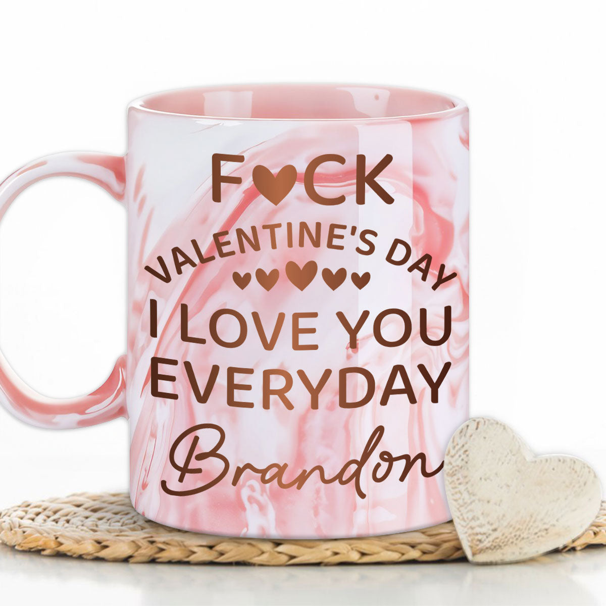 Naughty Valentine Day - Personalized Custom Pink Marble Mug