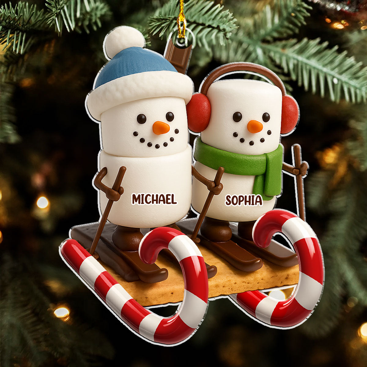 Smore Snowman Sled - Personalized Custom Acrylic Ornament