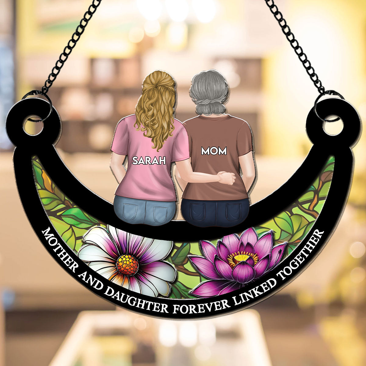 The Love Between Mom And Daughter - Personalized Custom Suncatcher