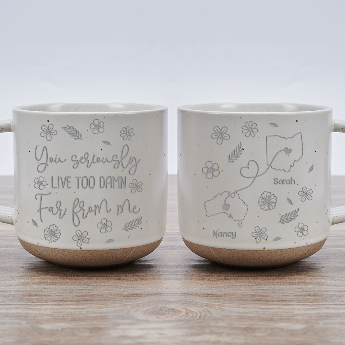Wish You Were Here Now - Personalized Custom Engraved Pottery Mug