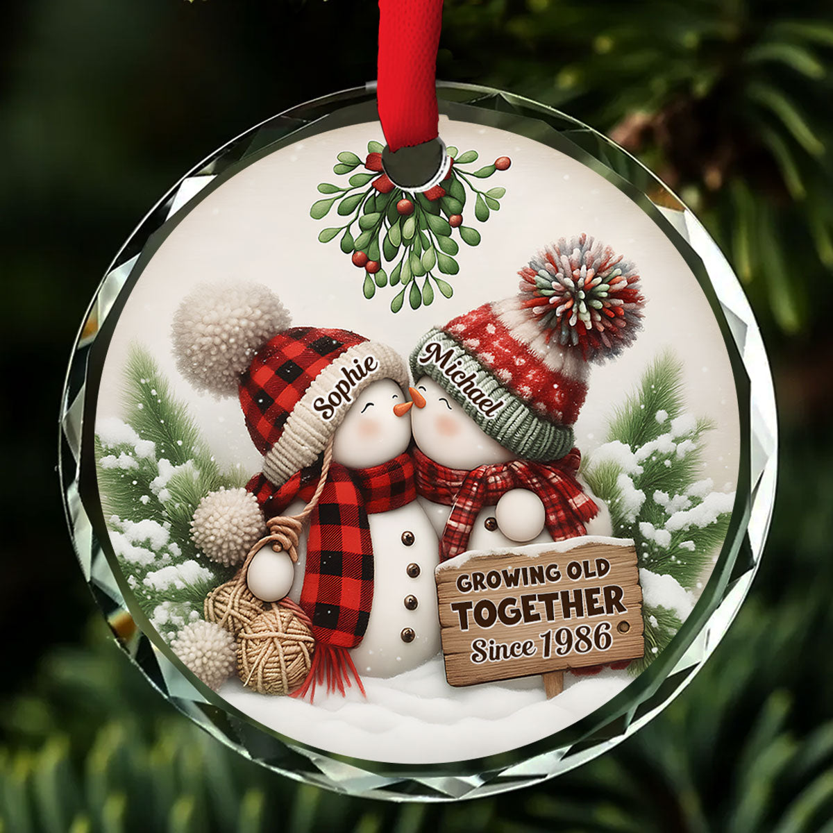 Our Holiday Romance - Personalized Custom Glass Ornament