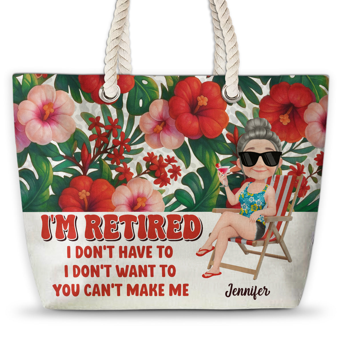I Am Retired - Personalized Beach Bag