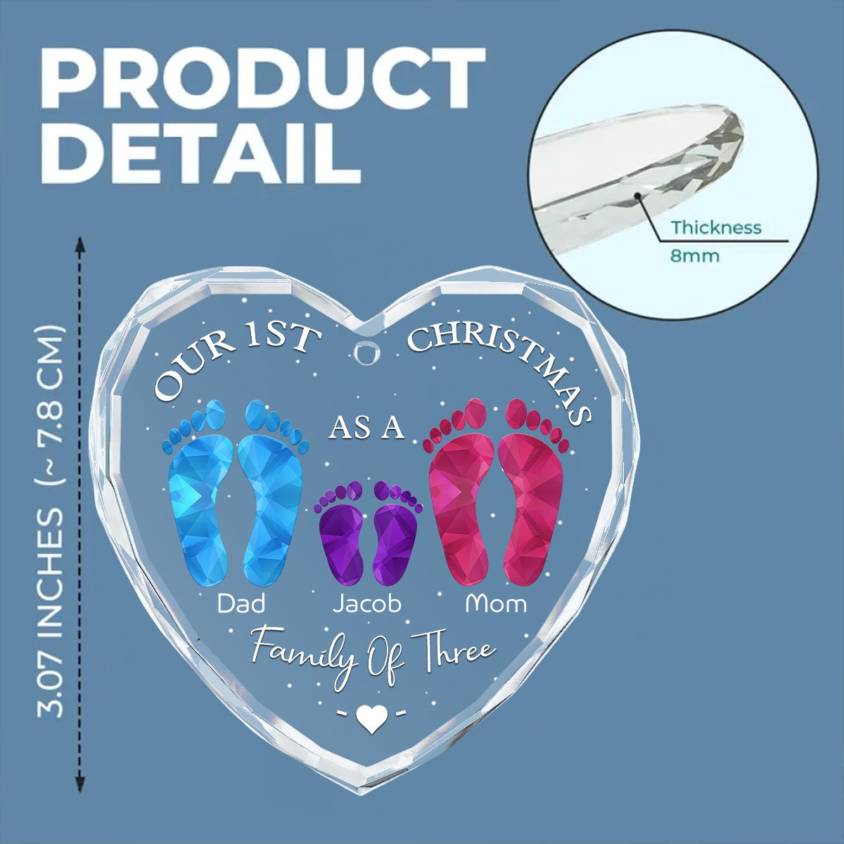 First Christmas As A Family - Personalized Custom Glass Ornament