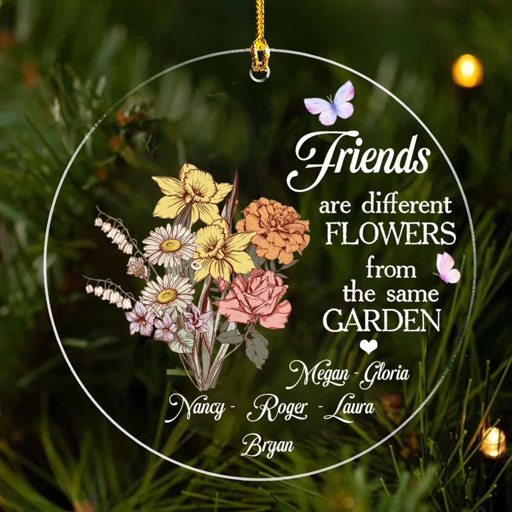 Sisters Are Different Flower - Personalized Custom Acrylic Ornament