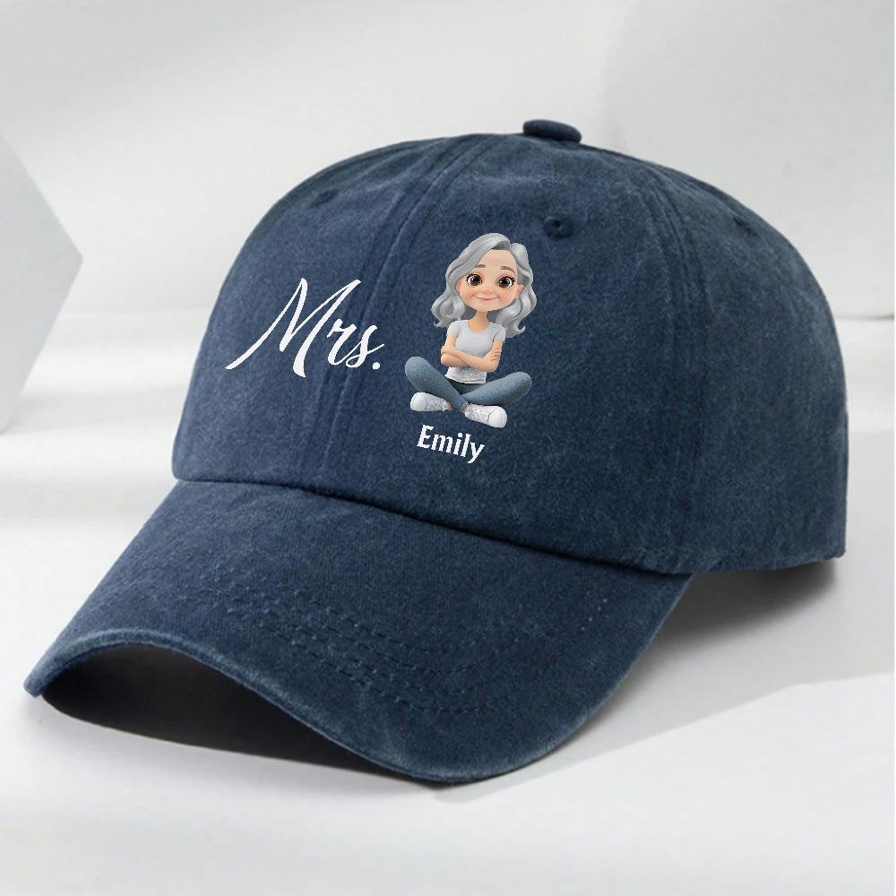 Mr And Mrs - Personalized Custom Vintage Washed Denim Cap
