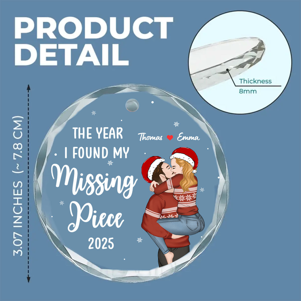 The Year I Found My Missing Piece Heart Puzzle - Personalized Custom Glass Ornament