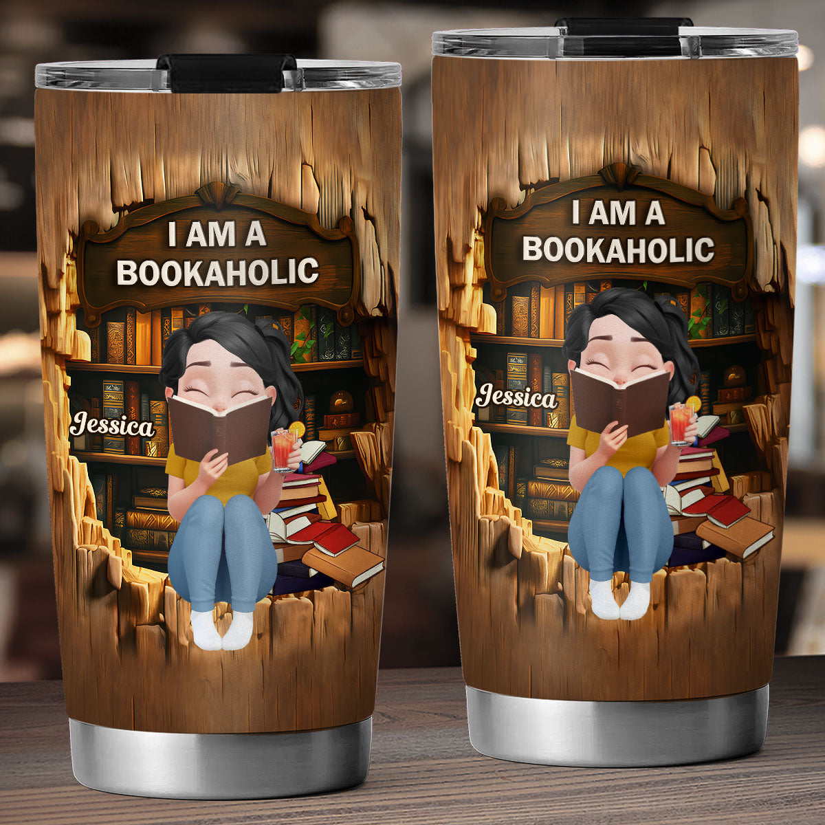 I Am A Bookaholic Girl - Personalized Custom Tumbler